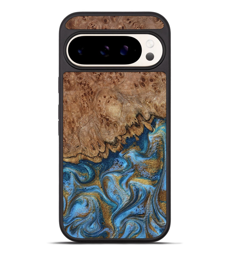 Pixel 9 Pro XL Wood Phone Case - Lisbeth (Teal & Gold, 798684)