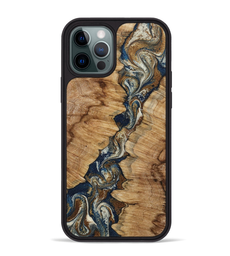 iPhone 12 Pro Max Wood Phone Case - Alana (Teal & Gold, 798685)