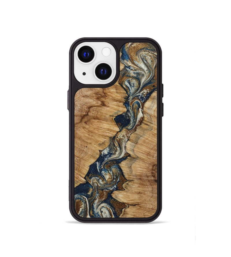 iPhone 13 mini Wood Phone Case - Alana (Teal & Gold, 798685)
