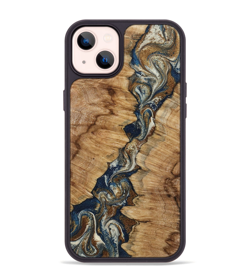 iPhone 14 Plus Wood Phone Case - Alana (Teal & Gold, 798685)