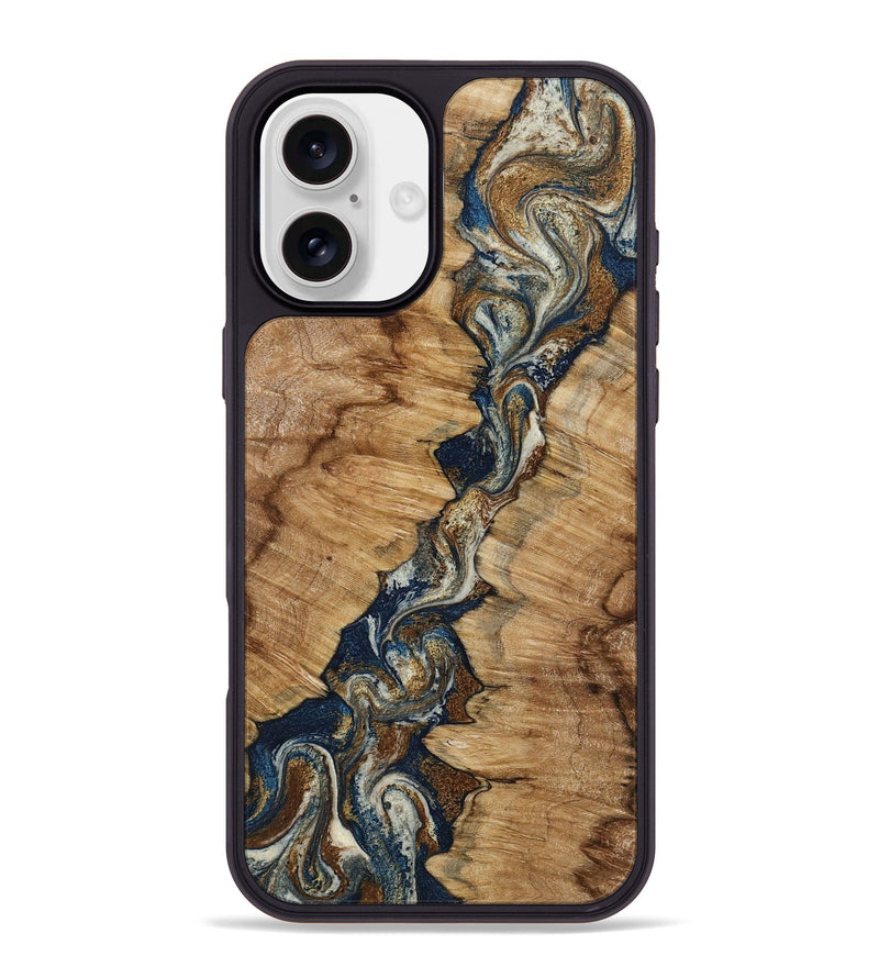 iPhone 16 Plus Wood Phone Case - Alana (Teal & Gold, 798685)