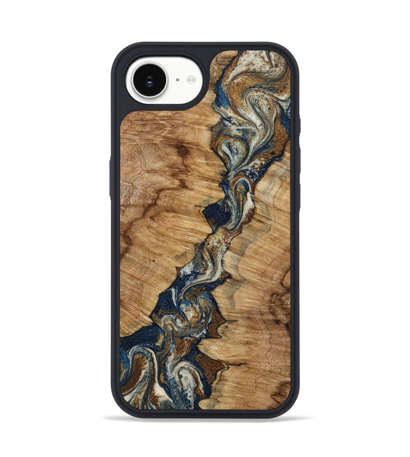 iPhone 16e Wood Phone Case - Alana (Teal & Gold, 798685)