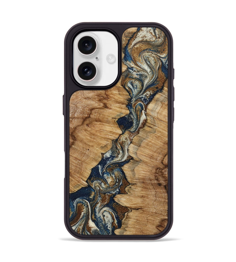 iPhone 17 Wood Phone Case - Alana (Teal & Gold, 798685)