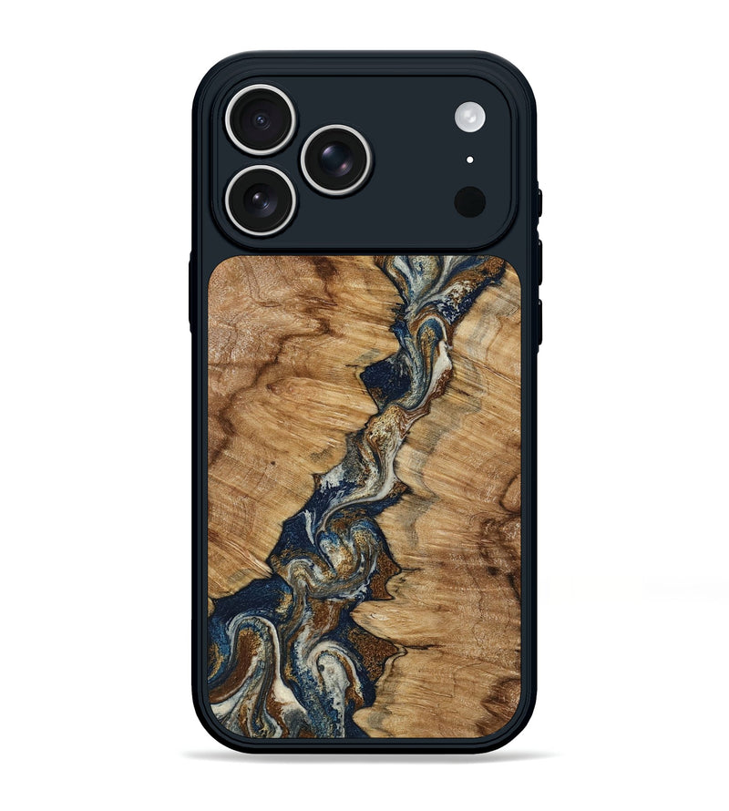 iPhone 17 Pro Max Wood Phone Case - Alana (Teal & Gold, 798685)
