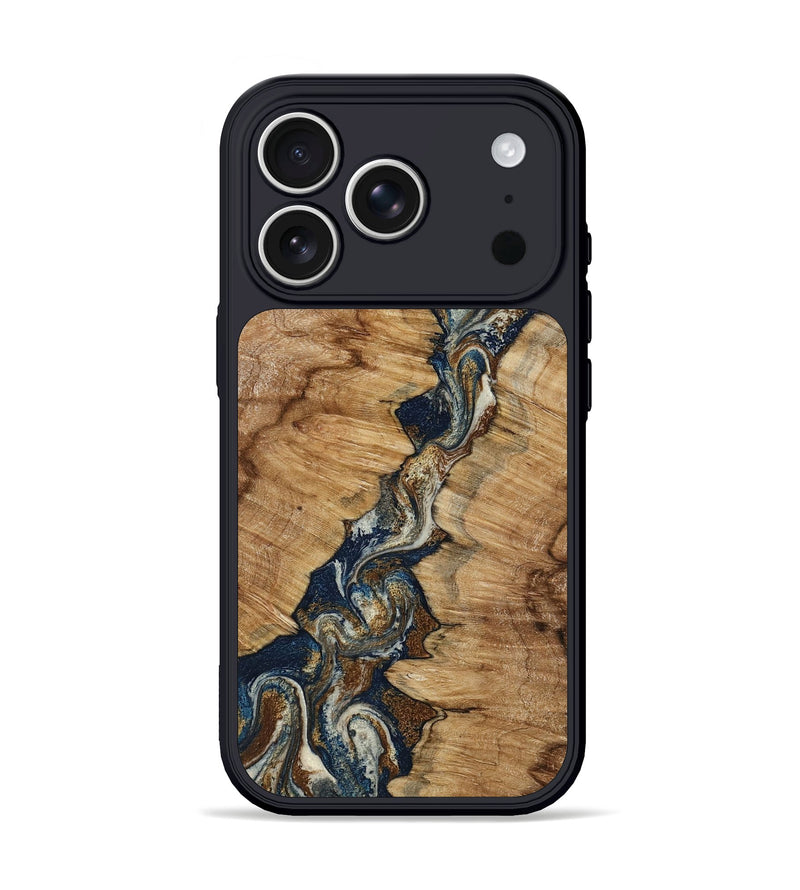 iPhone 17 Pro Wood Phone Case - Alana (Teal & Gold, 798685)