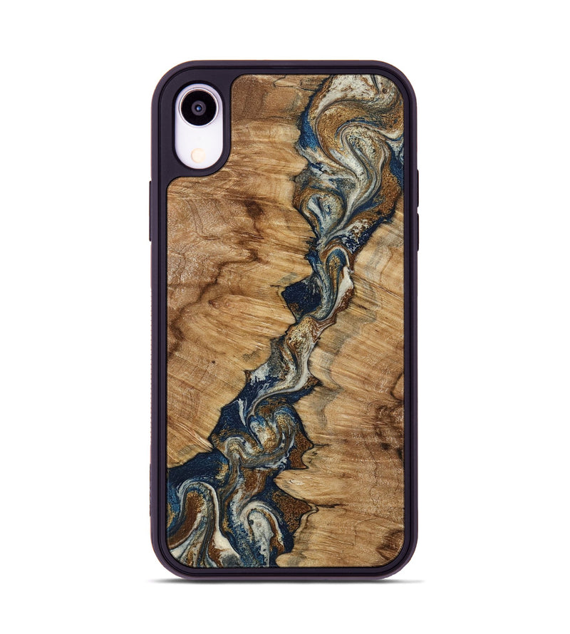 iPhone Xr Wood Phone Case - Alana (Teal & Gold, 798685)