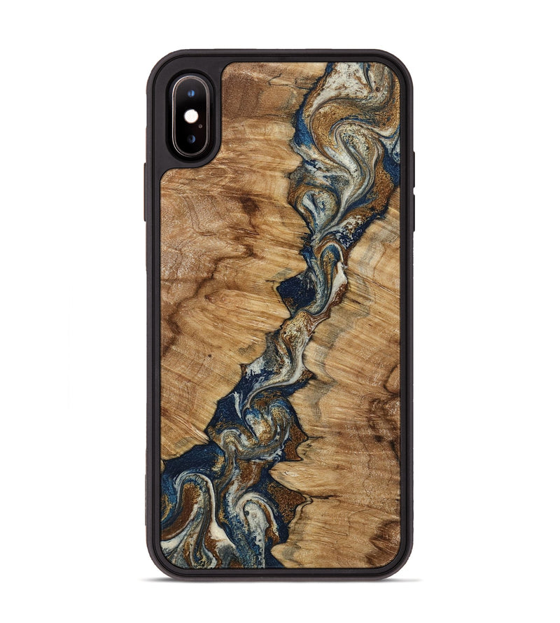 iPhone Xs Max Wood Phone Case - Alana (Teal & Gold, 798685)