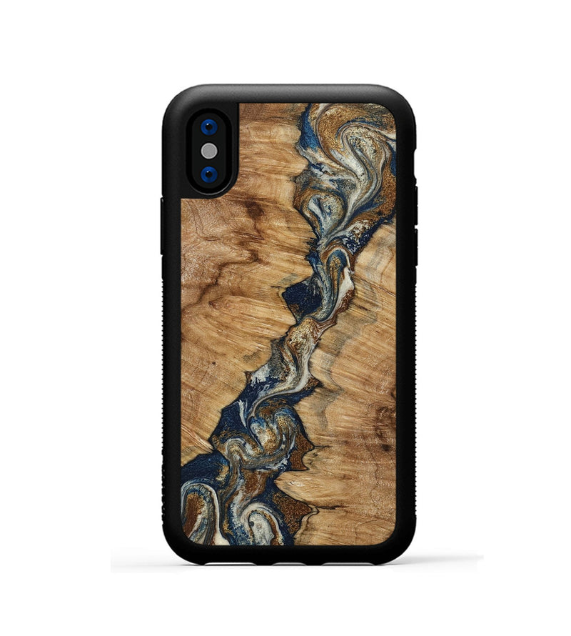 iPhone Xs Wood Phone Case - Alana (Teal & Gold, 798685)