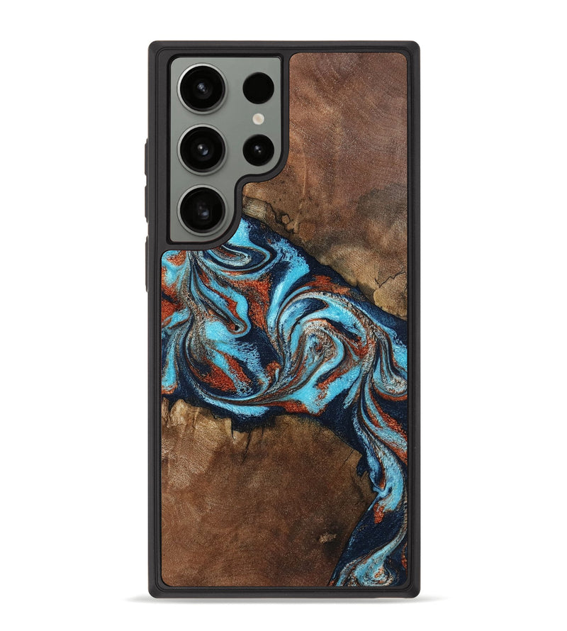 Galaxy S23 Ultra Wood Phone Case - Arminta (Teal & Gold, 798686)