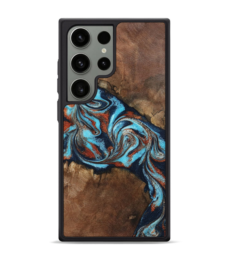 Galaxy S24 Ultra Wood Phone Case - Arminta (Teal & Gold, 798686)