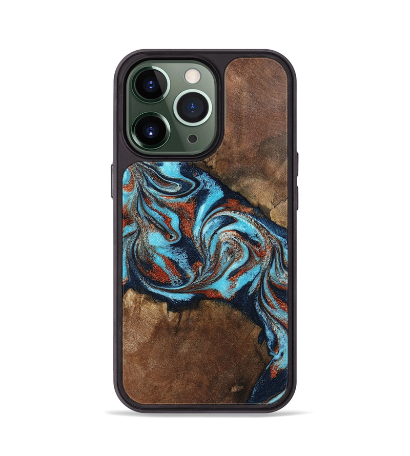 iPhone 13 Pro Wood Phone Case - Arminta (Teal & Gold, 798686)