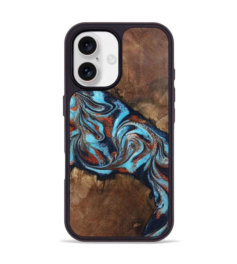 iPhone 17 Wood Phone Case - Arminta (Teal & Gold, 798686)