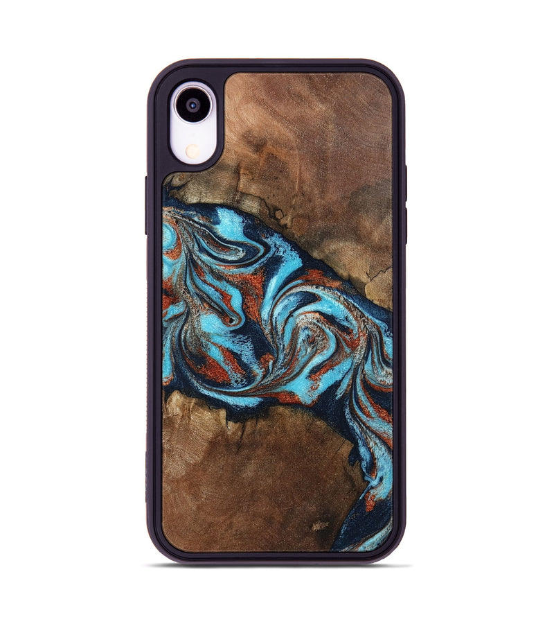 iPhone Xr Wood Phone Case - Arminta (Teal & Gold, 798686)