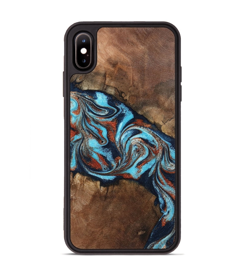 iPhone Xs Max Wood Phone Case - Arminta (Teal & Gold, 798686)
