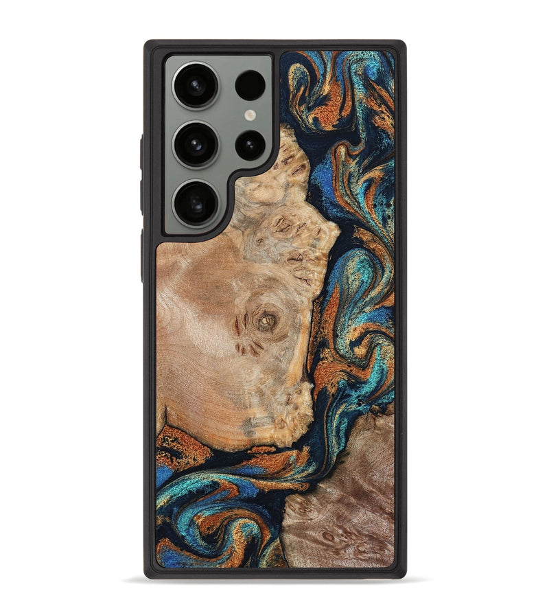 Galaxy S23 Ultra Wood Phone Case - Ofelia (Teal & Gold, 798687)