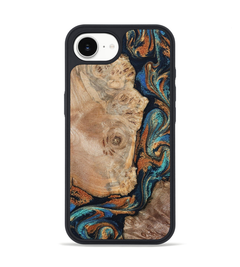 iPhone 16e Wood Phone Case - Ofelia (Teal & Gold, 798687)