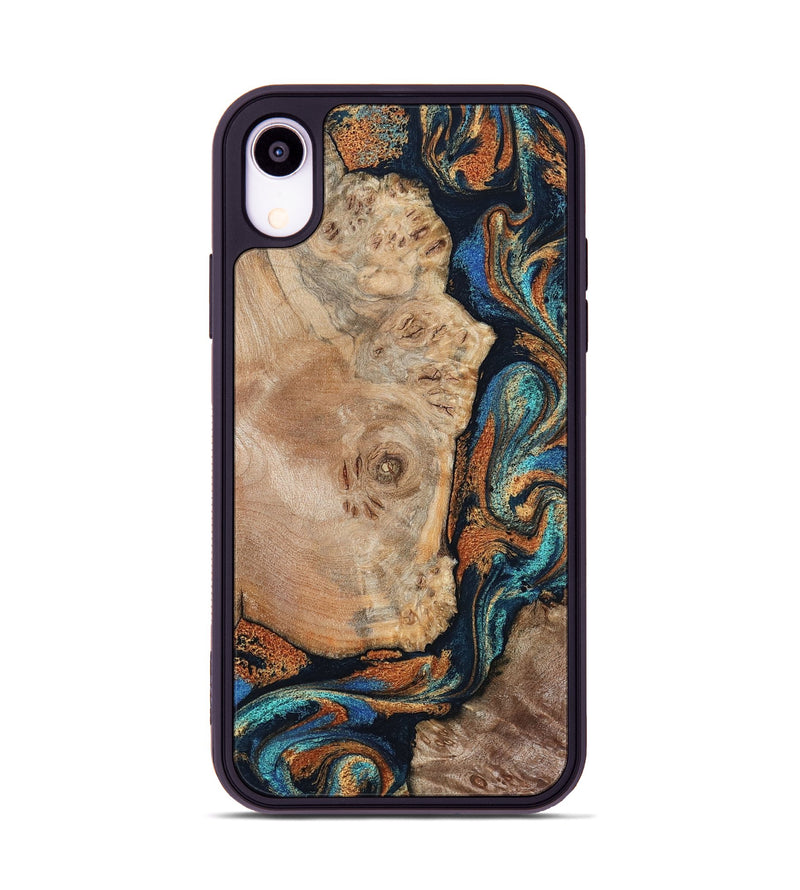 iPhone Xr Wood Phone Case - Ofelia (Teal & Gold, 798687)