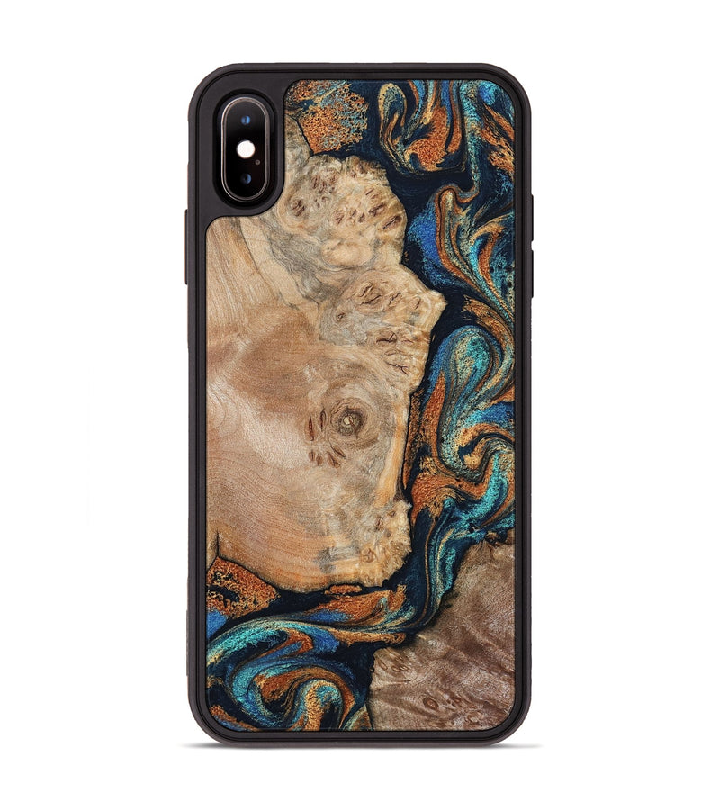 iPhone Xs Max Wood Phone Case - Ofelia (Teal & Gold, 798687)