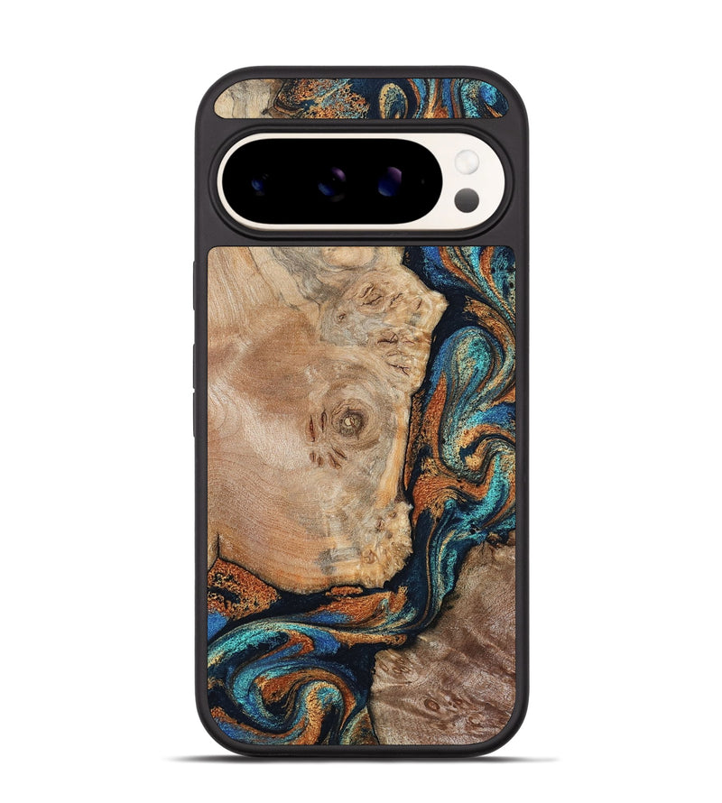 Pixel 9 Wood Phone Case - Ofelia (Teal & Gold, 798687)