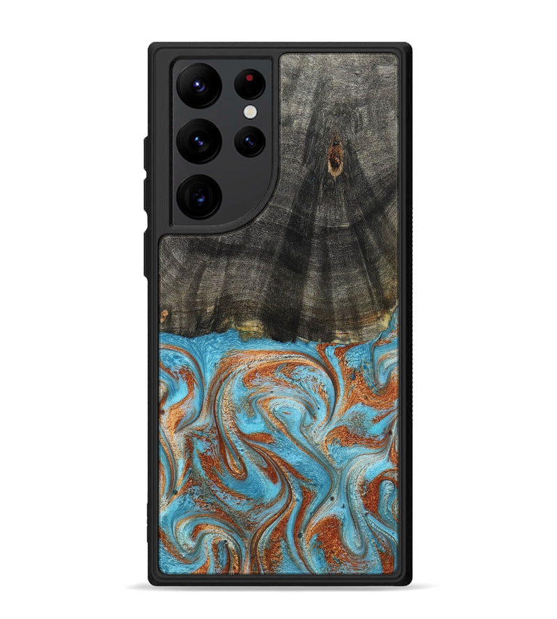 Galaxy S22 Ultra Wood Phone Case - Elmore (Teal & Gold, 798688)