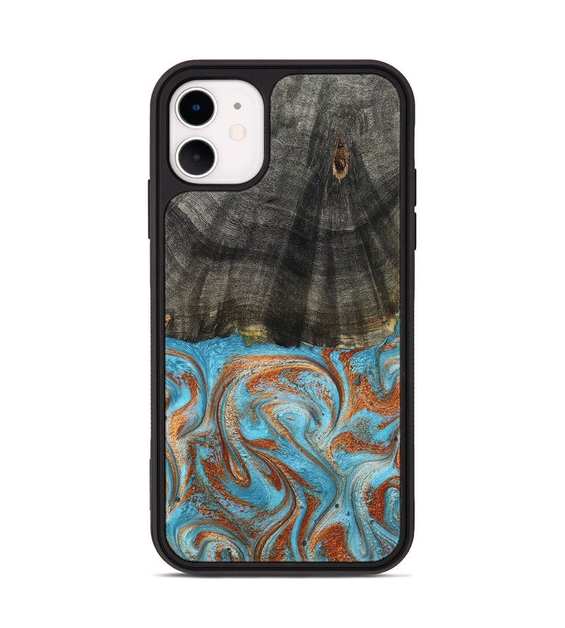 iPhone 11 Wood Phone Case - Elmore (Teal & Gold, 798688)