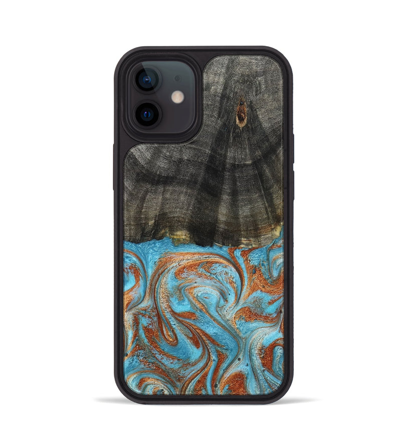 iPhone 12 Wood Phone Case - Elmore (Teal & Gold, 798688)