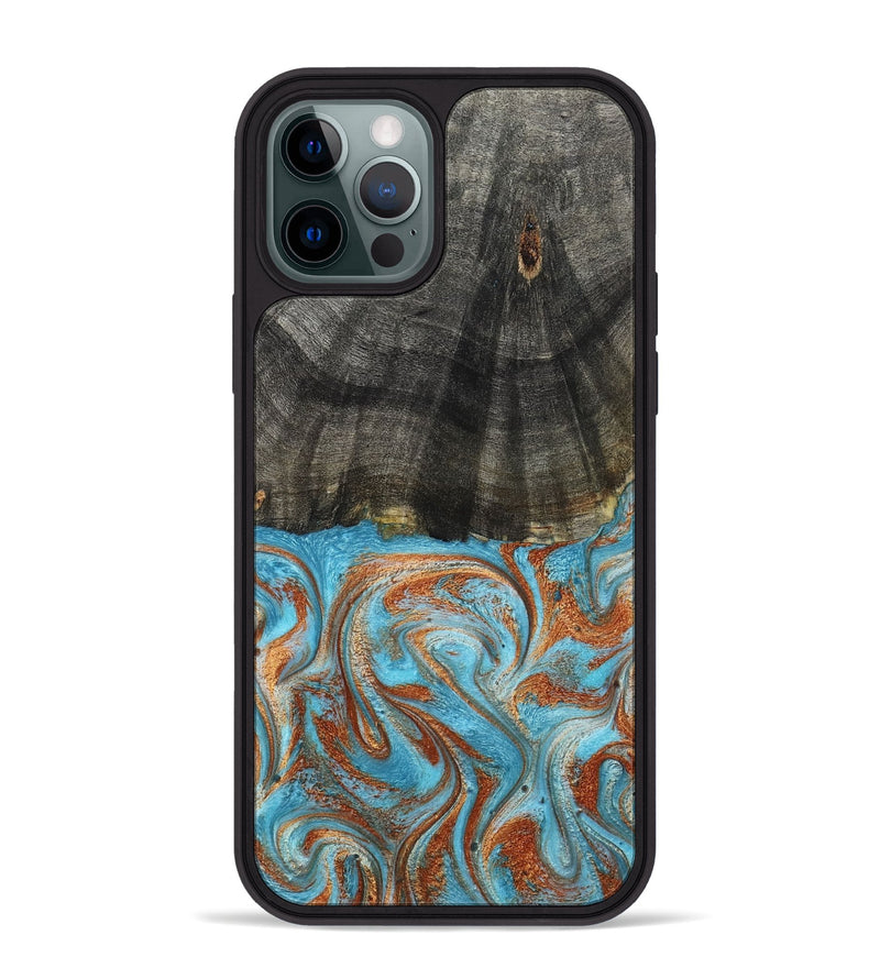 iPhone 12 Pro Max Wood Phone Case - Elmore (Teal & Gold, 798688)