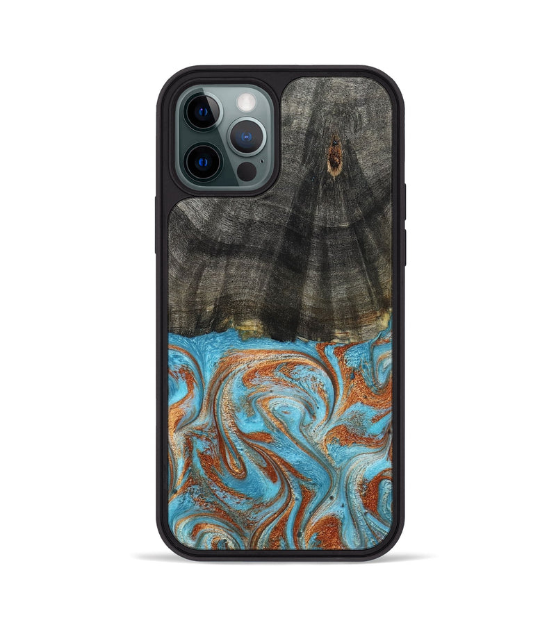 iPhone 12 Pro Wood Phone Case - Elmore (Teal & Gold, 798688)