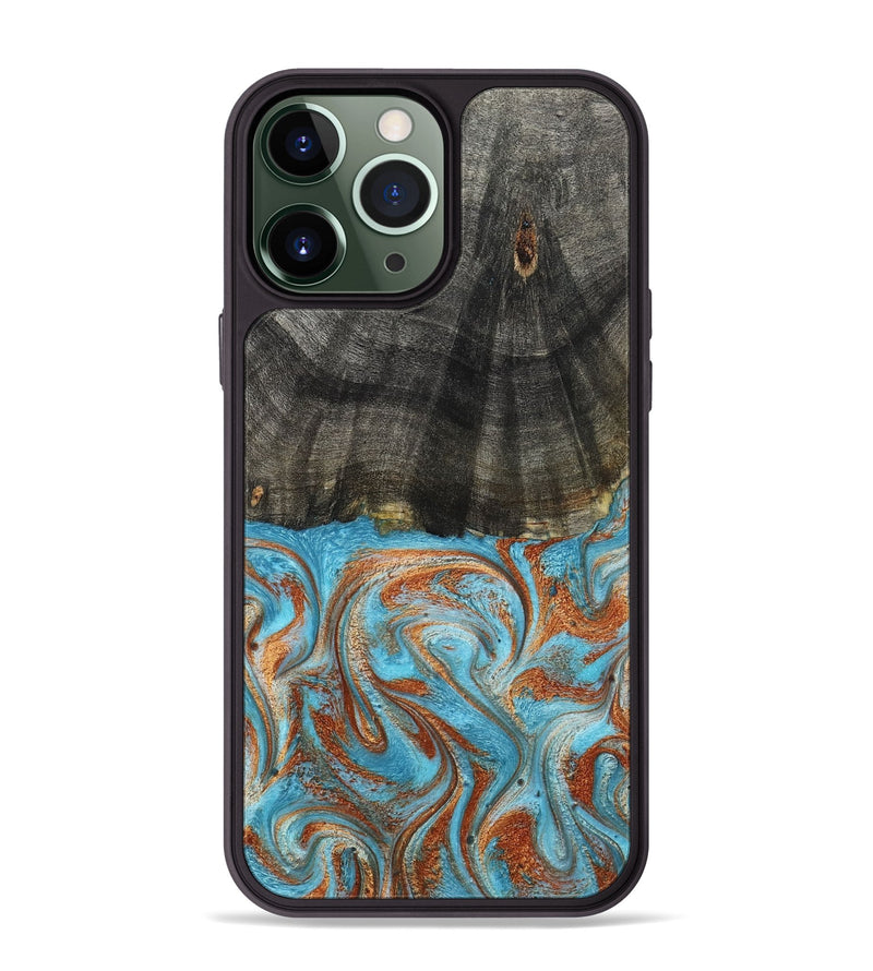 iPhone 13 Pro Max Wood Phone Case - Elmore (Teal & Gold, 798688)