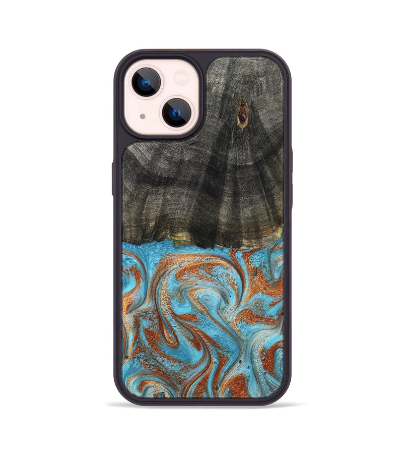 iPhone 14 Wood Phone Case - Elmore (Teal & Gold, 798688)