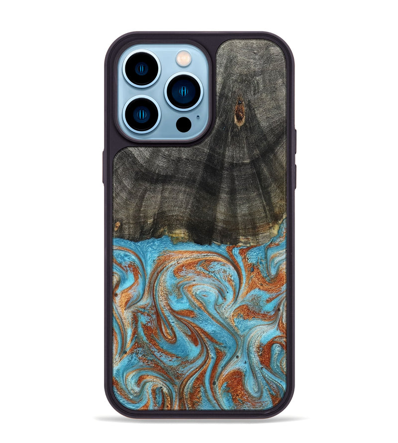 iPhone 14 Pro Max Wood Phone Case - Elmore (Teal & Gold, 798688)