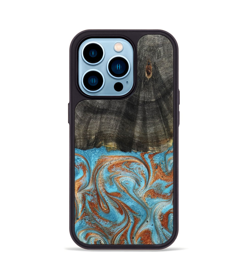 iPhone 14 Pro Wood Phone Case - Elmore (Teal & Gold, 798688)