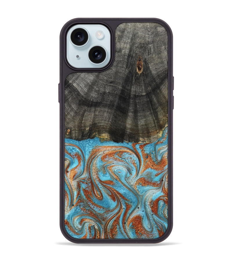 iPhone 15 Plus Wood Phone Case - Elmore (Teal & Gold, 798688)