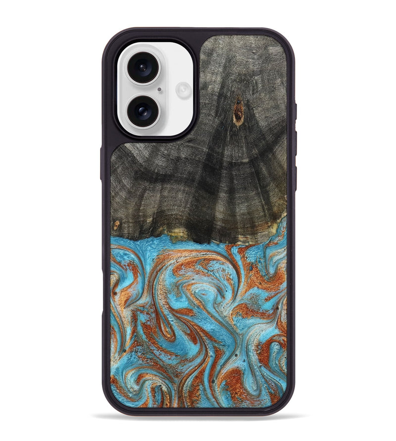 iPhone 16 Plus Wood Phone Case - Elmore (Teal & Gold, 798688)