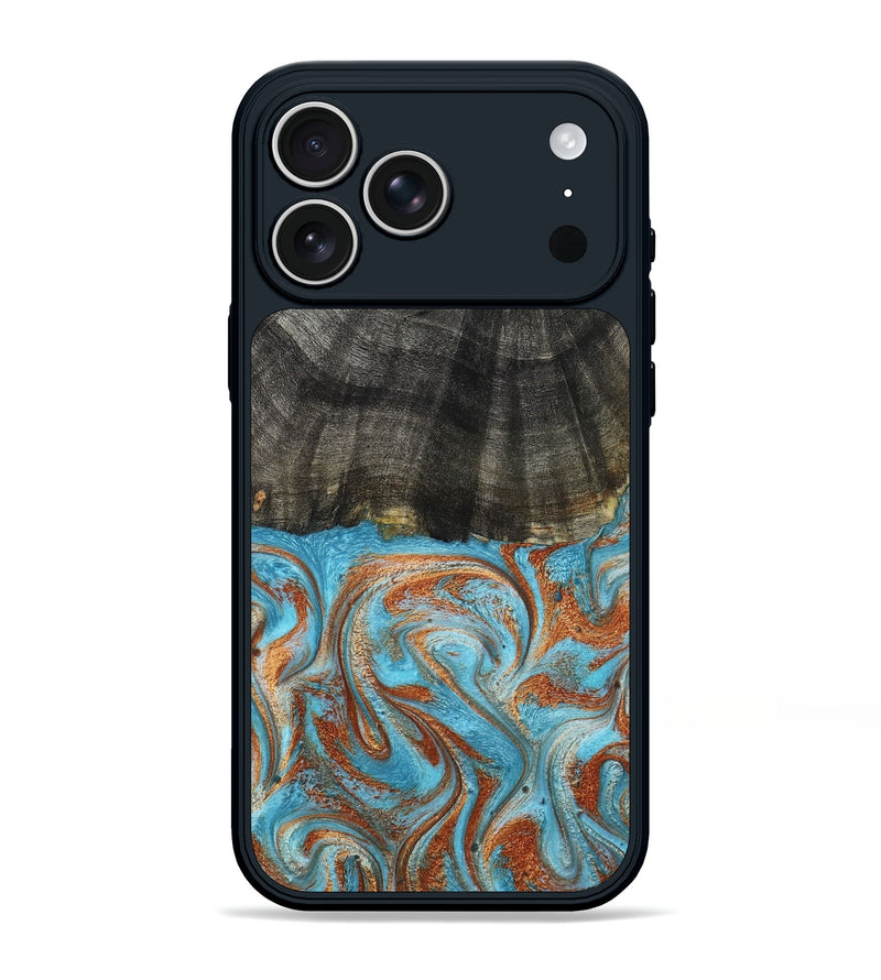 iPhone 17 Pro Max Wood Phone Case - Elmore (Teal & Gold, 798688)