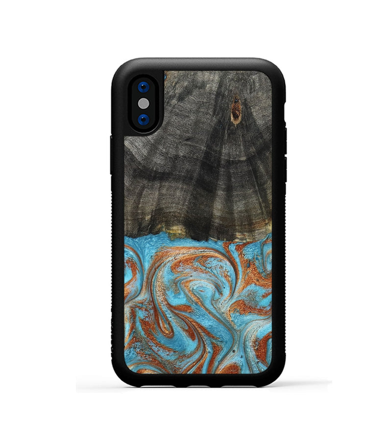 iPhone Xs Wood Phone Case - Elmore (Teal & Gold, 798688)