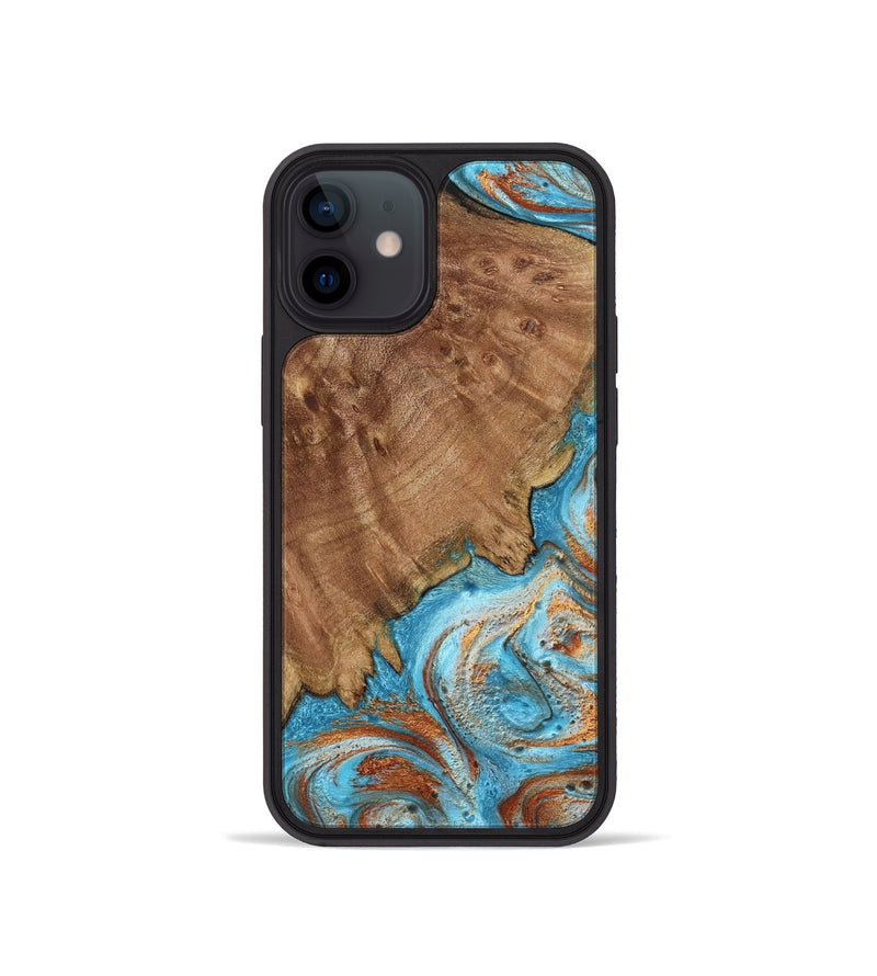 iPhone 12 mini Wood Phone Case - Katelyn (Teal & Gold, 798691)