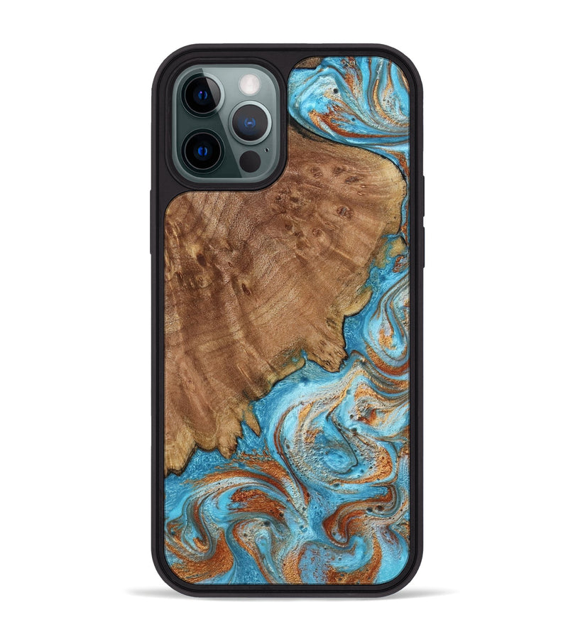 iPhone 12 Pro Max Wood Phone Case - Katelyn (Teal & Gold, 798691)