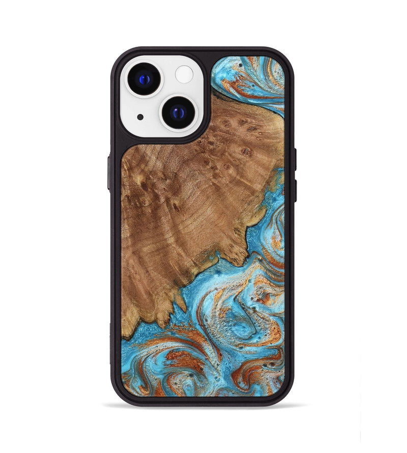 iPhone 13 Wood Phone Case - Katelyn (Teal & Gold, 798691)