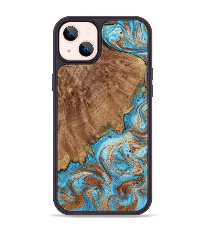 iPhone 14 Plus Wood Phone Case - Katelyn (Teal & Gold, 798691)