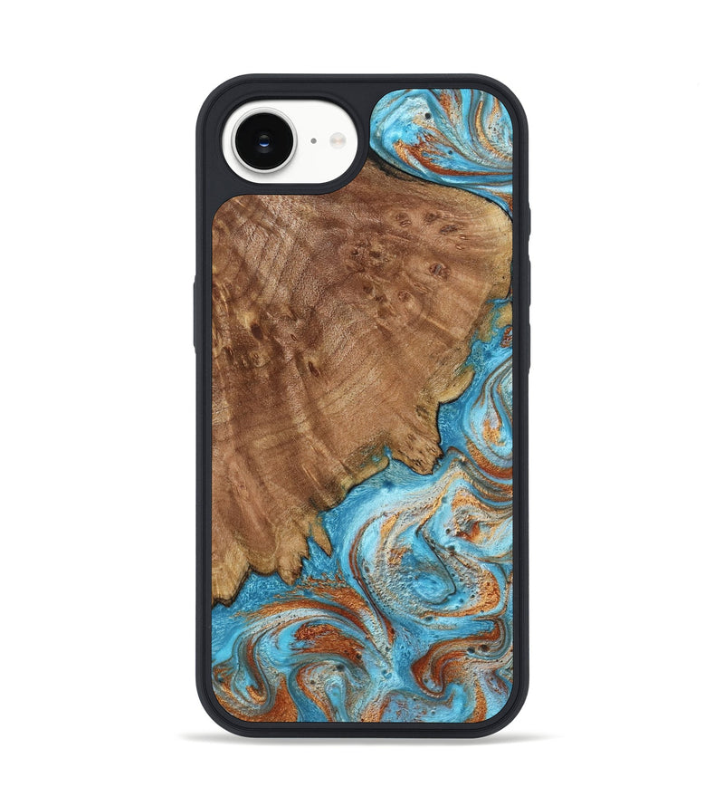iPhone 16e Wood Phone Case - Katelyn (Teal & Gold, 798691)