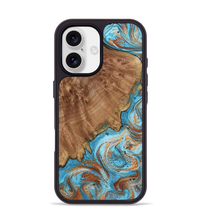 iPhone 17 Wood Phone Case - Katelyn (Teal & Gold, 798691)