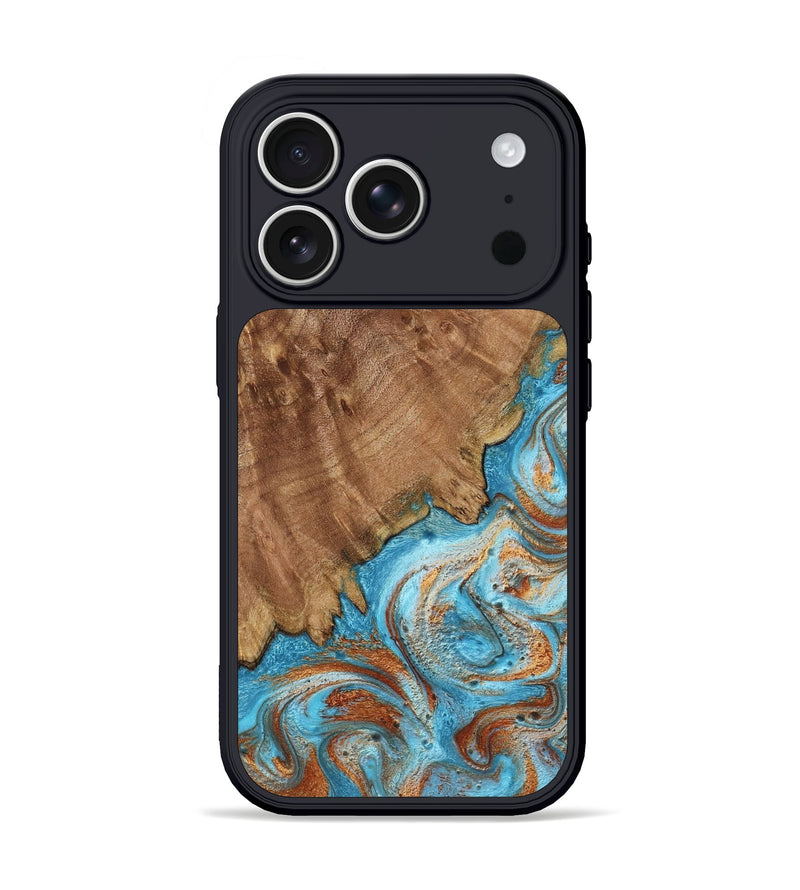 iPhone 17 Pro Wood Phone Case - Katelyn (Teal & Gold, 798691)