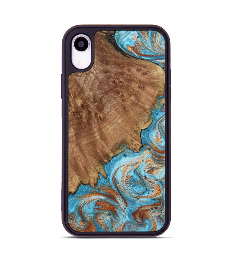 iPhone Xr Wood Phone Case - Katelyn (Teal & Gold, 798691)