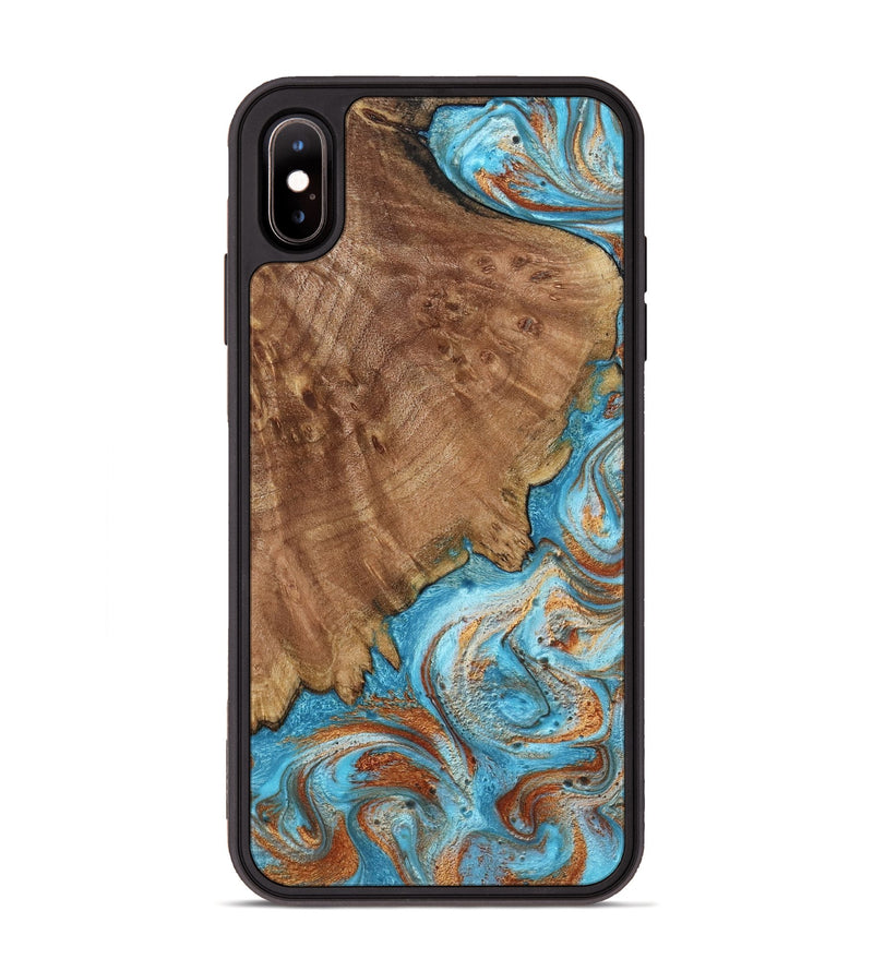 iPhone Xs Max Wood Phone Case - Katelyn (Teal & Gold, 798691)