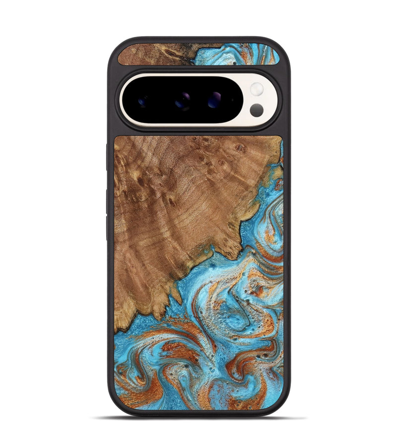 Pixel 9 Pro Wood Phone Case - Katelyn (Teal & Gold, 798691)