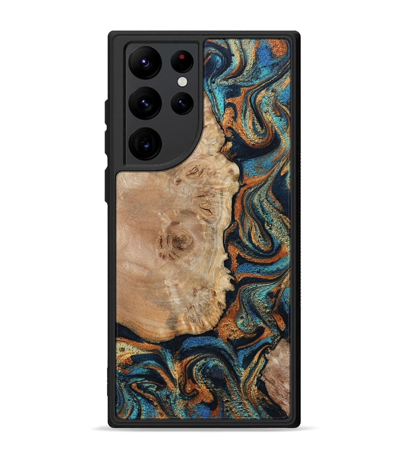 Galaxy S22 Ultra Wood Phone Case - Tobias (Teal & Gold, 798692)