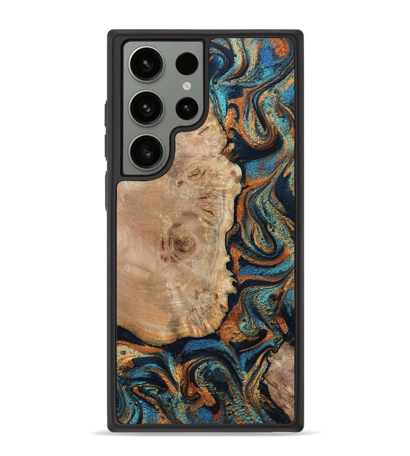 Galaxy S23 Ultra Wood Phone Case - Tobias (Teal & Gold, 798692)