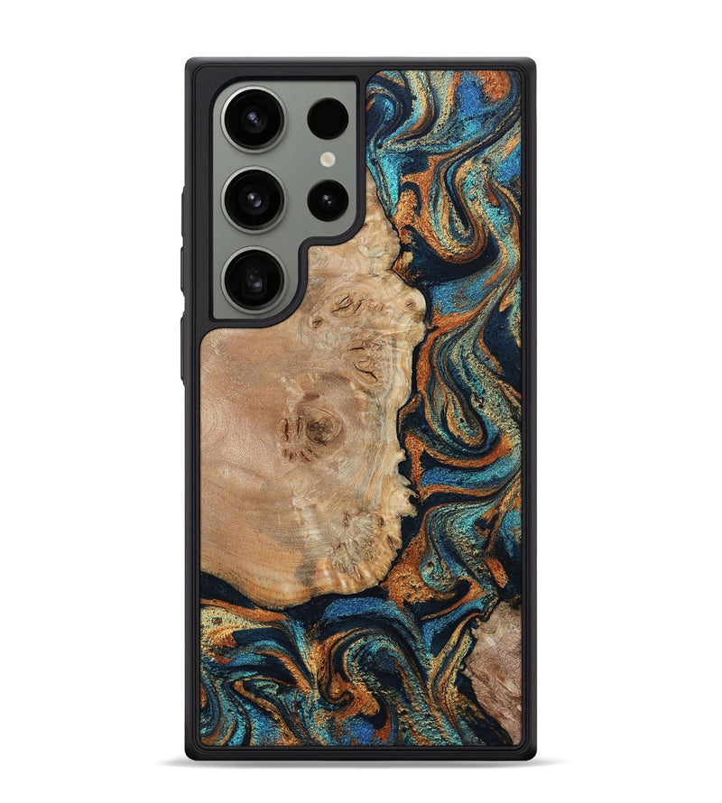 Galaxy S24 Ultra Wood Phone Case - Tobias (Teal & Gold, 798692)