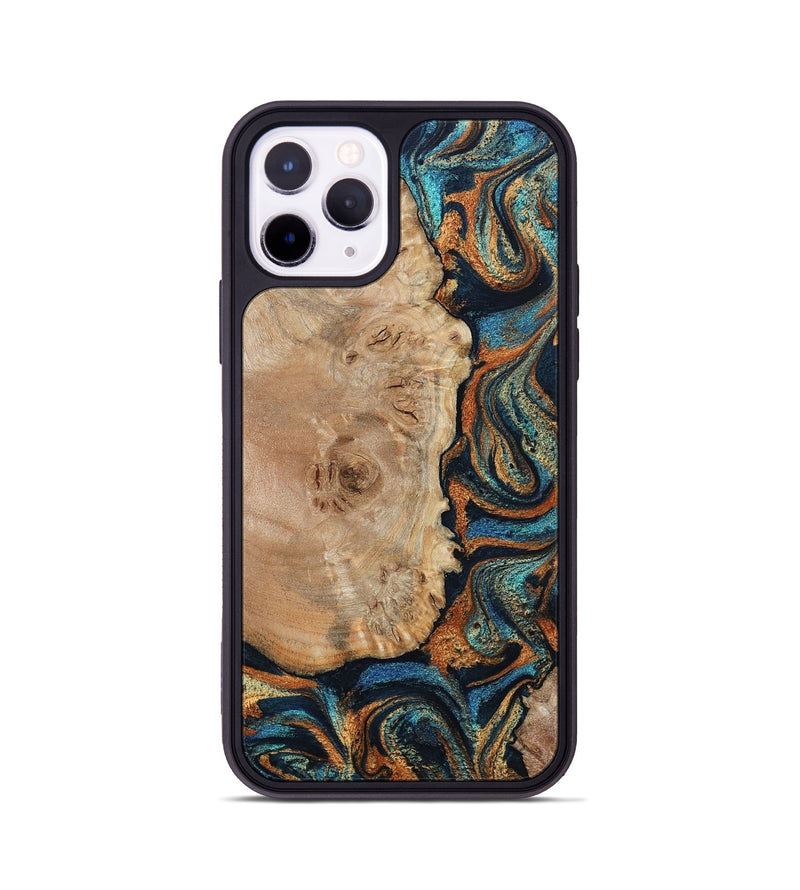 iPhone 11 Pro Wood Phone Case - Tobias (Teal & Gold, 798692)